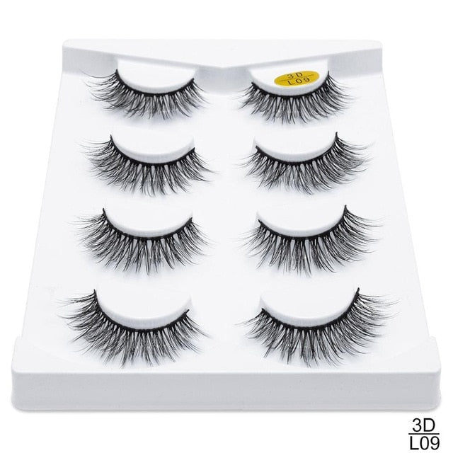 SEXYSHEEP 4/8 pairs 3D Mink Lashes Natural False Eyelashes Dramatic Volume Fake Lashes Makeup Eyelash Extension Silk Eyelashes