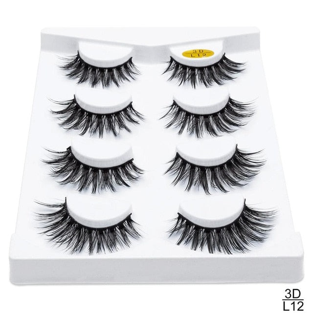 SEXYSHEEP 4/8 pairs 3D Mink Lashes Natural False Eyelashes Dramatic Volume Fake Lashes Makeup Eyelash Extension Silk Eyelashes