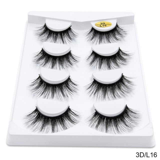 SEXYSHEEP 4/8 pairs 3D Mink Lashes Natural False Eyelashes Dramatic Volume Fake Lashes Makeup Eyelash Extension Silk Eyelashes