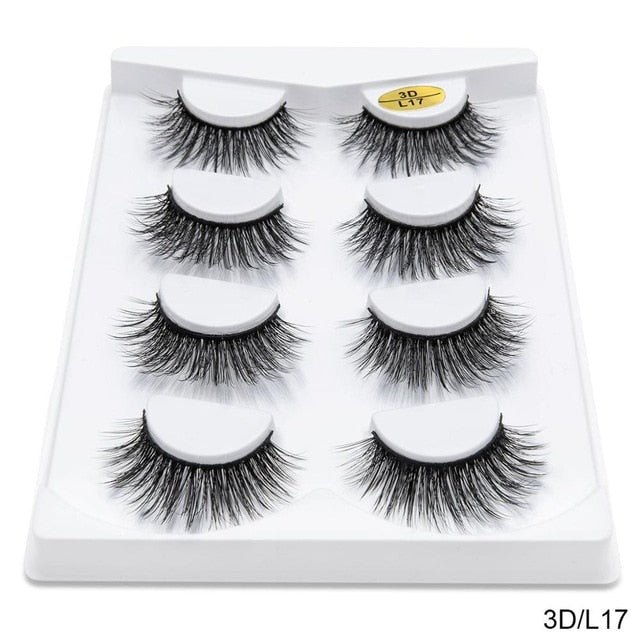 SEXYSHEEP 4/8 pairs 3D Mink Lashes Natural False Eyelashes Dramatic Volume Fake Lashes Makeup Eyelash Extension Silk Eyelashes
