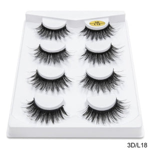 SEXYSHEEP 4/8 pairs 3D Mink Lashes Natural False Eyelashes Dramatic Volume Fake Lashes Makeup Eyelash Extension Silk Eyelashes