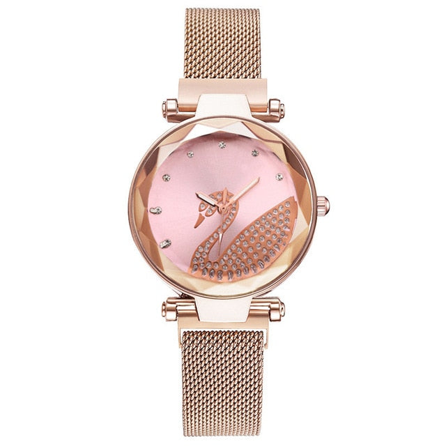 Fashion bracelet and watch women magnet quartz watch swan lazy watch female luxury diamond starry Milan with ladies quartz watch