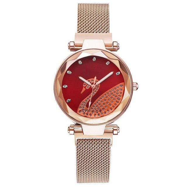 Fashion bracelet and watch women magnet quartz watch swan lazy watch female luxury diamond starry Milan with ladies quartz watch
