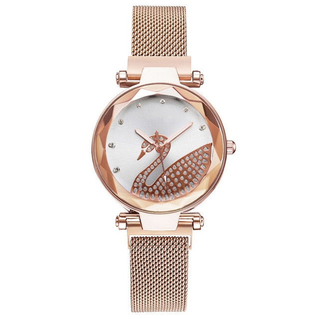 Fashion bracelet and watch women magnet quartz watch swan lazy watch female luxury diamond starry Milan with ladies quartz watch