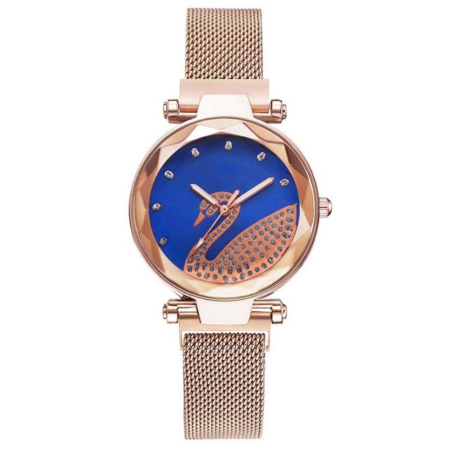 Fashion bracelet and watch women magnet quartz watch swan lazy watch female luxury diamond starry Milan with ladies quartz watch