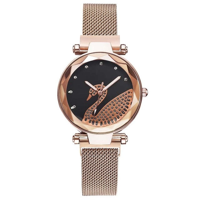 Fashion bracelet and watch women magnet quartz watch swan lazy watch female luxury diamond starry Milan with ladies quartz watch
