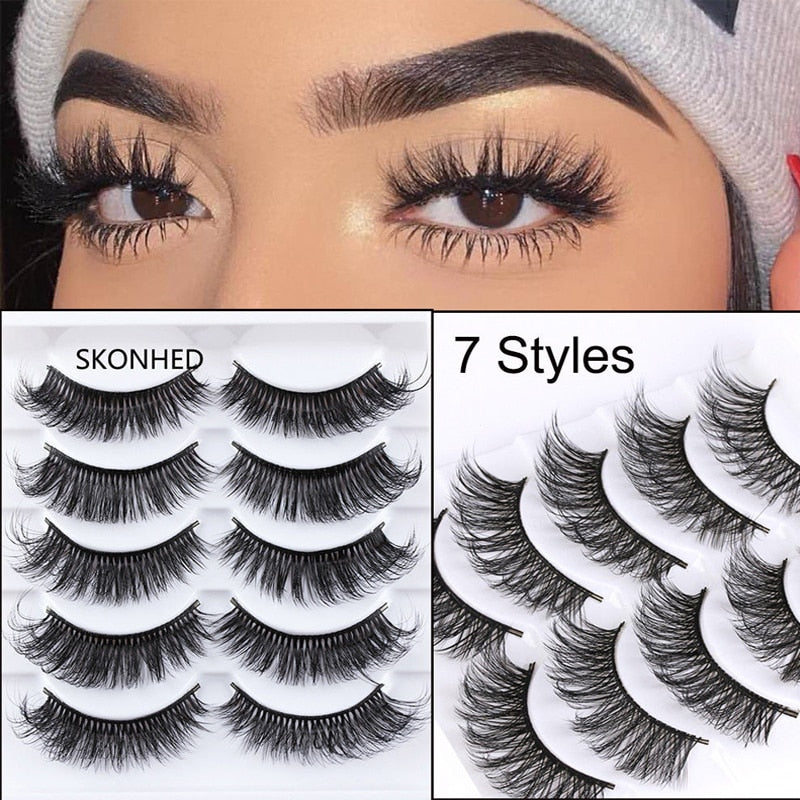 Eyelashes 5Pcs 3D imitation hairs false eyelashes naturally extend small bunches of fluffy eyelashes.