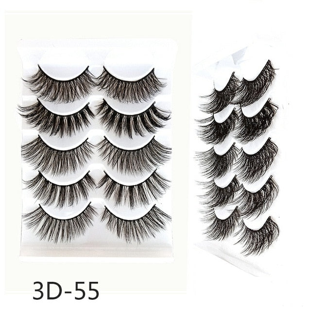 Eyelashes 5Pcs 3D imitation hairs false eyelashes naturally extend small bunches of fluffy eyelashes.
