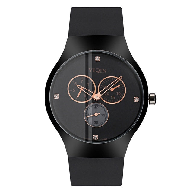 Fashion Luxury Quartz Wristwatches Black Women Waterproof Watch Female Clock Rubber Men Fitness Wrist Watches Diamond Dial Watch