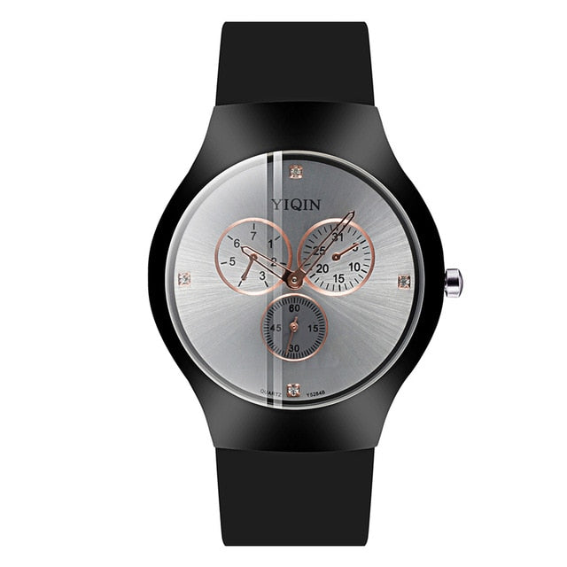 Fashion Luxury Quartz Wristwatches Black Women Waterproof Watch Female Clock Rubber Men Fitness Wrist Watches Diamond Dial Watch