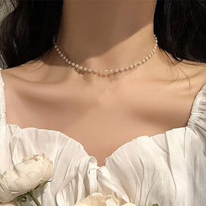 New Beads Women&#39;s Neck Chain Kpop Pearl Choker Necklace Gold Color Goth Chocker Jewelry On The Neck Pendant 2021 Collar For Girl
