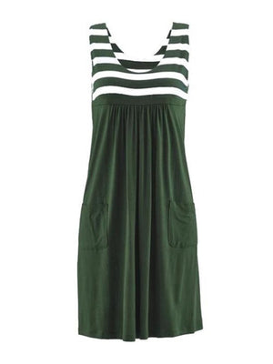 Fashion striped dress  summer dress  loose simple sleeveless dress women&#39;s clothing
