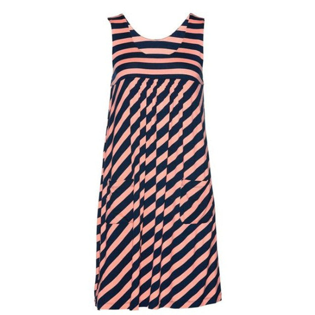 Fashion striped dress  summer dress  loose simple sleeveless dress women&#39;s clothing