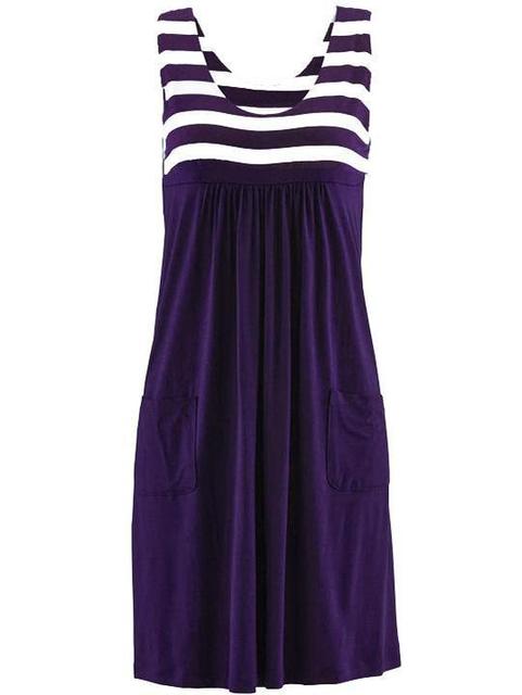 Fashion striped dress  summer dress  loose simple sleeveless dress women&#39;s clothing