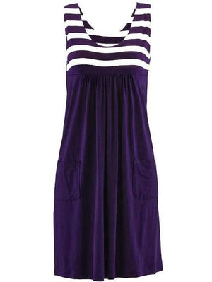 Fashion striped dress  summer dress  loose simple sleeveless dress women&#39;s clothing