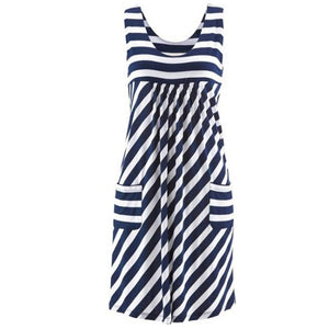 Fashion striped dress  summer dress  loose simple sleeveless dress women&#39;s clothing