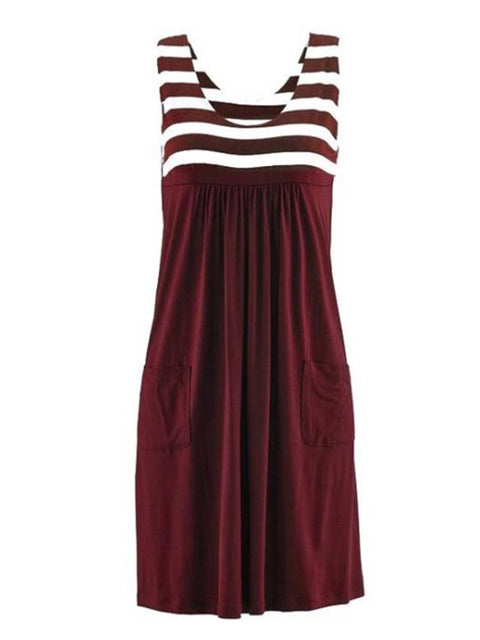 Fashion striped dress  summer dress  loose simple sleeveless dress women&#39;s clothing