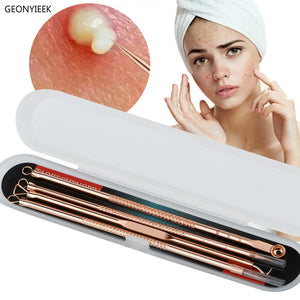 Rose Gold 4pcs/set Blackhead Comedone Acne Pimple Belmish Extractor Vacuum Blackhead Remover Tool Spoon for Face Skin Care Tool