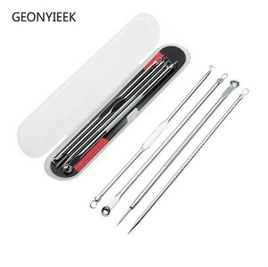 Rose Gold 4pcs/set Blackhead Comedone Acne Pimple Belmish Extractor Vacuum Blackhead Remover Tool Spoon for Face Skin Care Tool